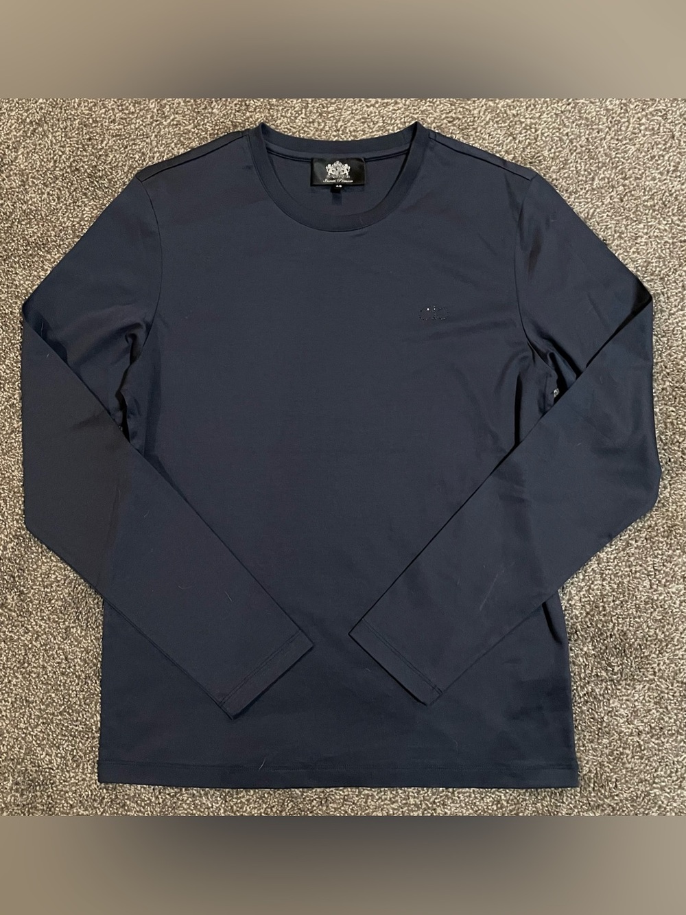 Isaratti Premium Long-Sleeve Tee in Navy  With Rhinestone Logo On The Front/Back